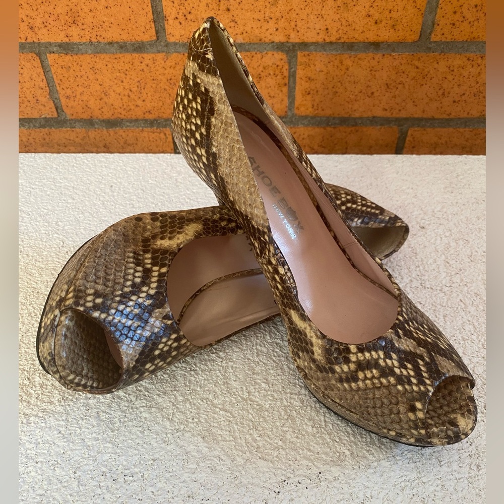 Shoe Box New York Python Open Toe Heels Shoes Mad… - image 7